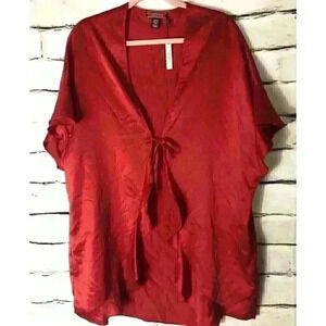 NWT Victoria's Secret Short Satin Love Heart Red Robe Kimono Valentine One Size